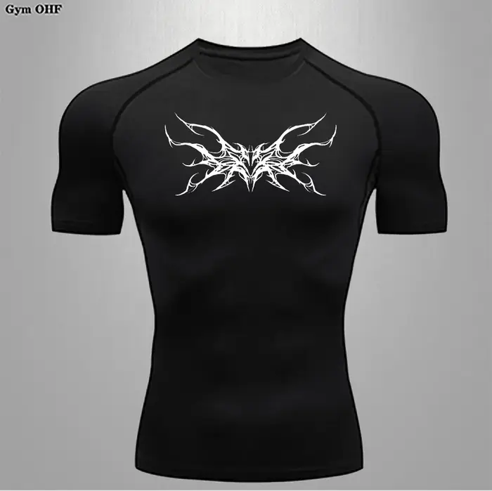 Homme Compression t-shirt salle de sport Fitness entraînement course séchage rapide chemise de sport