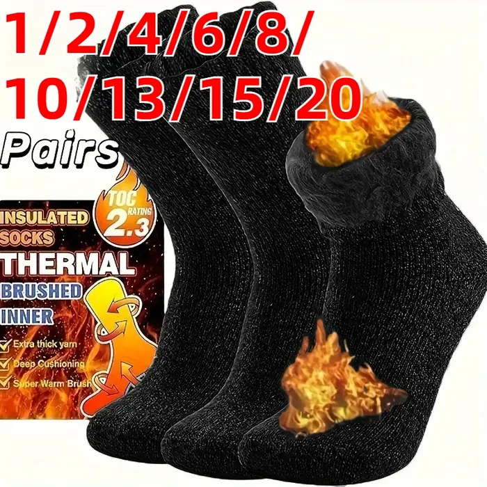 Chaussettes laine ultra épaisses homme - Hiver et automne - Jusqu'à 20 paires - Chaleur et confort