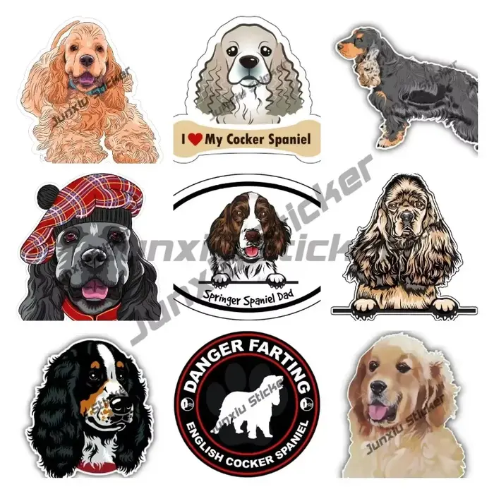 Dessin animé Cocker épagneul Retriever chien Robot autocollant Danger péter anglais