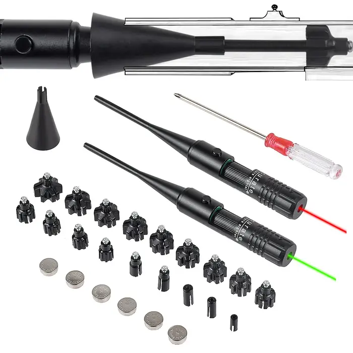 Calibrateur laser vert rouge alliage aluminium 18 adaptateurs - Outil de visée croisée sans réglage chasse précise