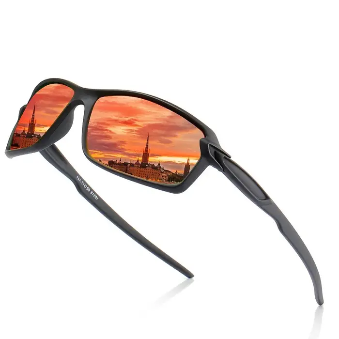 Lunettes de soleil polarisées carrées conduite pêche UV400 hommes - Marque designer sport voyage
