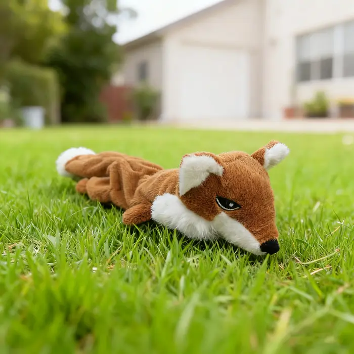 Jouet en peluche renard pour chien, jouet à mâcher couineur, peluche douce et durable sans rembourra