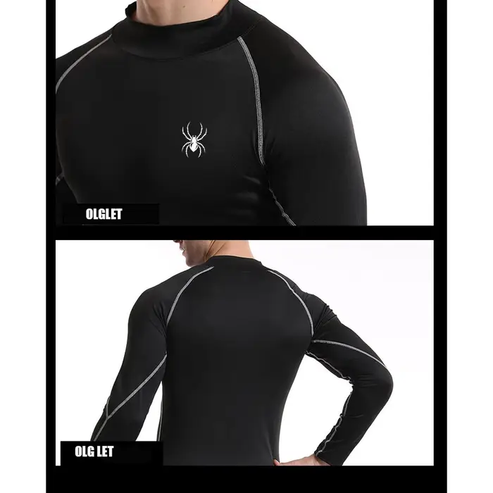 T-shirt moulant à manches longues pour hommes, maillot de corps élastique, chemises de compression s