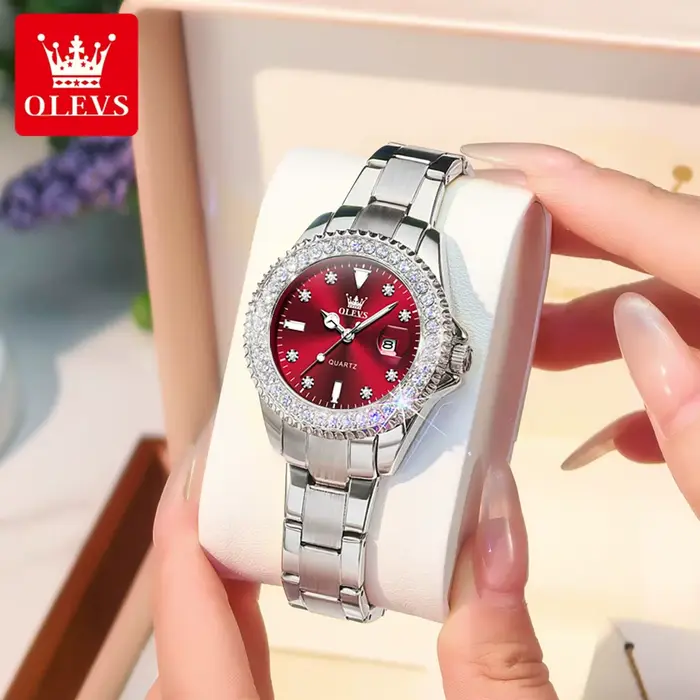 Montre femme OLEVS 9945 diamant quartz luxe - Élégante et étanche avec boîtier acier inoxydable
