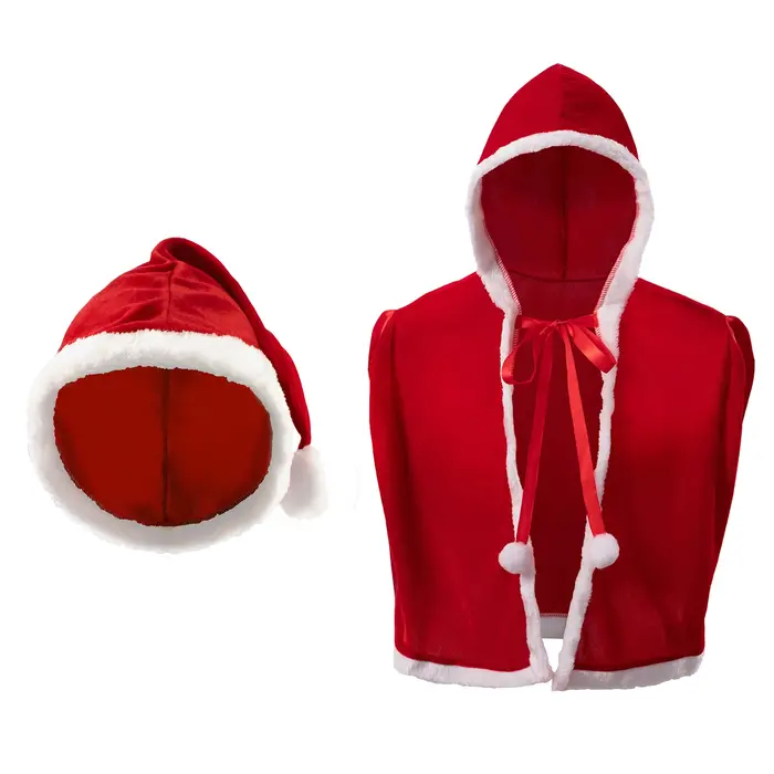 Cape de châle de Père Noël en velours de Noël, Crops sexy, Everak à capuche avec chapeau, Costume de