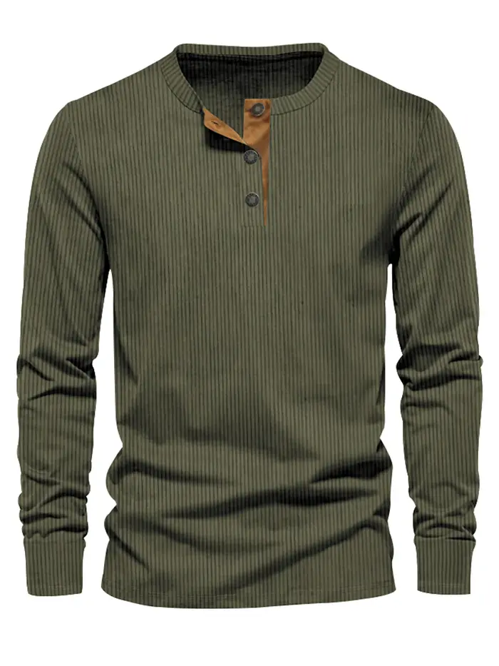 Nouveau T-shirt décontracté en velours côtelé pour homme, coupe slim, couleur unie, manches longues,