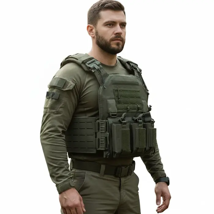 Gilet tactique, pack double à démontage rapide, gilet léger de style chasseur découpé au laser, noir, pour activités de plein air, de haute qualité