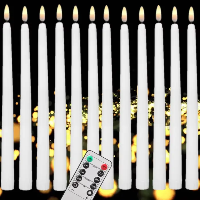 Bougies chauffe-plat scintillantes sans flamme avec télécommande, lumière de mèche 3D, ci-après les,