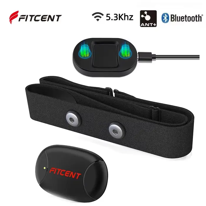 Moniteur de fréquence cardiaque Rechargeable FITCENT avec capteur de sangle pectorale Bluetooth ANT 
