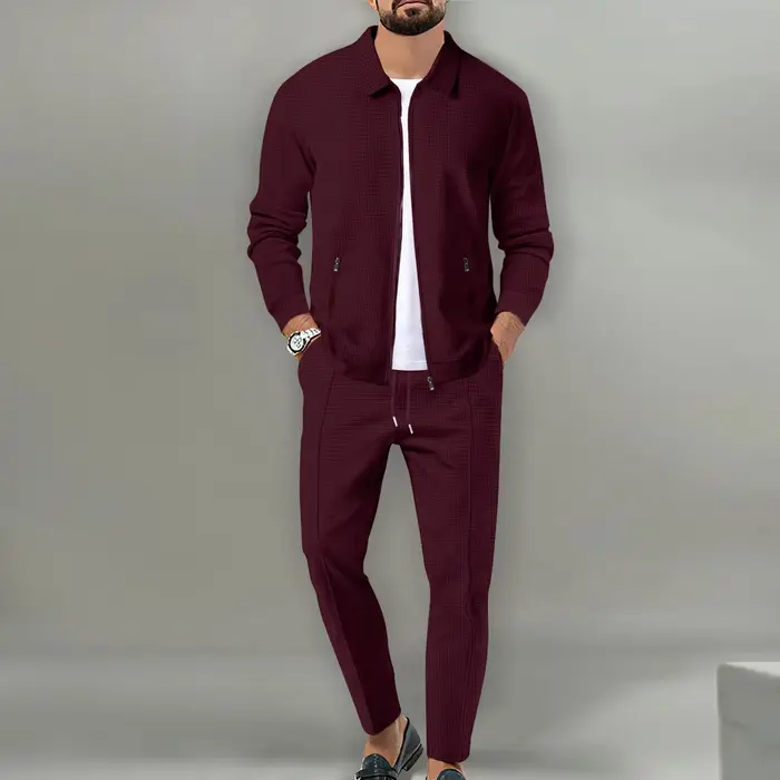 Veste et pantalon de sport pour hommes, couleur unie, populaire, pour jeunes, deux combinaisons de l