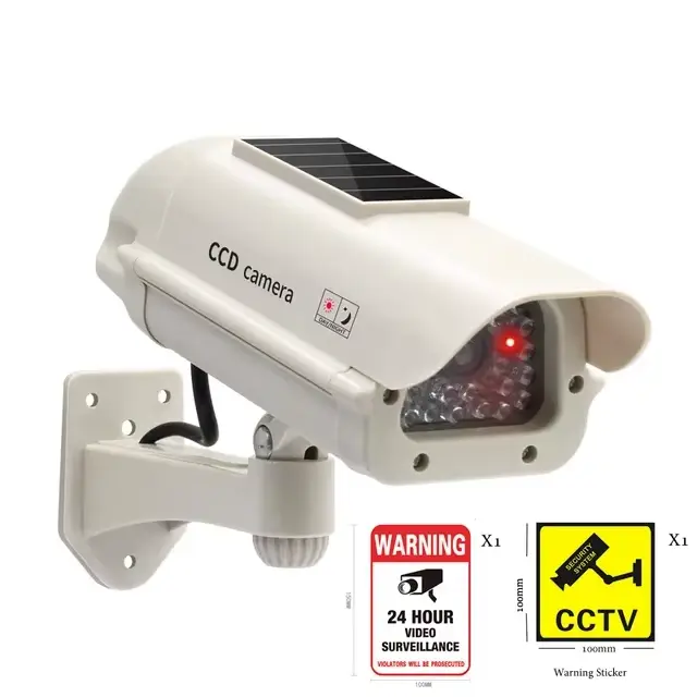 Caméra étanche à énergie solaire, Simulation CCD factice, caméra de sécurité rouge clignotante, syst