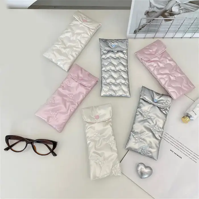 Étui à lunettes à nœud pour femmes, Portable, rembourré en coton, Anti-écrasement, sac de rangement 