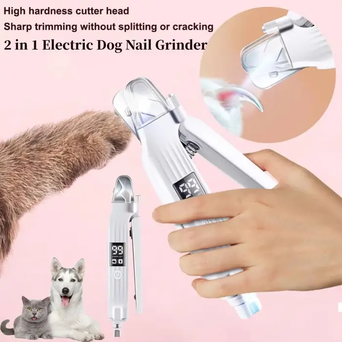 Coupe-ongles électrique 2 en 1 pour animaux de compagnie, avec lumières LED, broyeur de ongles pour 