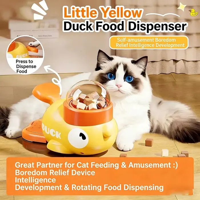 Distributeur Interactif de Friandises pour Animaux de Compagnie en Forme de Canard Jaune