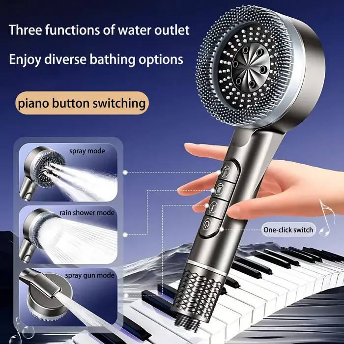 Pomme de douche booster 4 vitesses avec support - pomme de douche main salle de bain économie eau pression