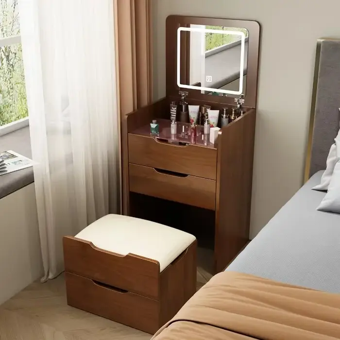 Coiffeuse de chambre à coucher moderne et Simple, vanité de maquillage éclairée, couvercle rabattabl