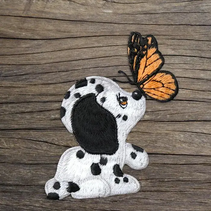Patchs papillon de chien blanc pour vêtements, réparation brodée à coudre, 1 pièce