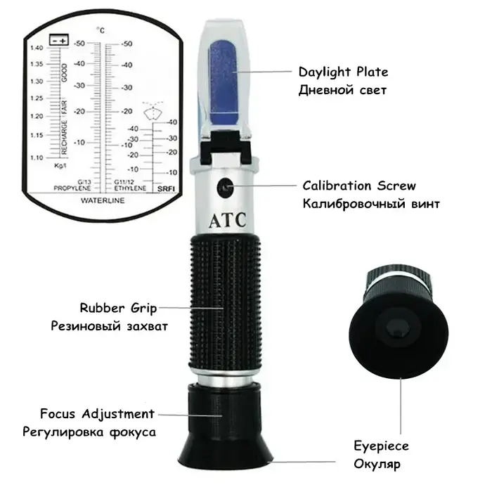 Refractomètre antigel 4 en 1 pour voiture et automobile, liquide de refroidissement de batterie, tes