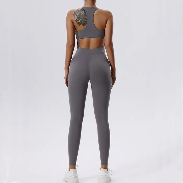 Ensemble de yoga à fermeture éclair pour femme, combinaisons de yoga, barboteuses de batterie d'entr