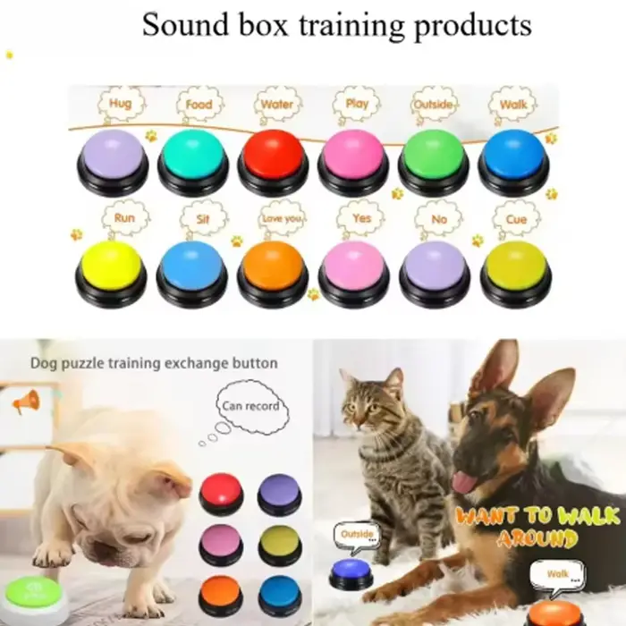 Bouton d'enregistrement pour la communication et l'entraînement des chiens avec fonction de lecture de 30 secondes –