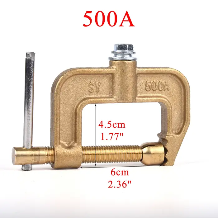 Pince de terre à vis en laiton de type C pour machine à souder plasma TIG/MIG/MMA, 500/600/800/1000A