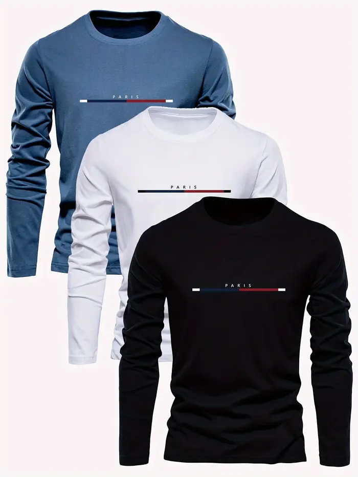 T-shirt à manches longues et col rond pour homme