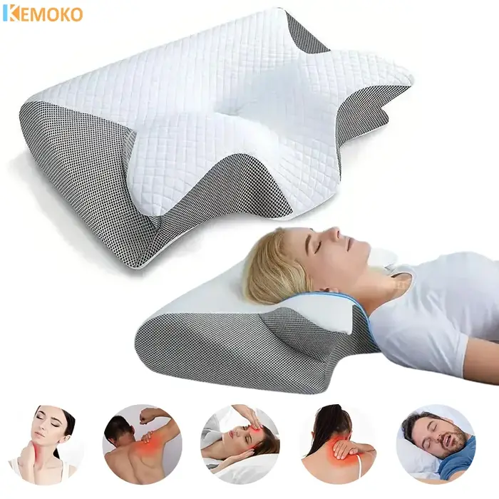 Oreiller cervical mémoire de forme papillon - Soutien nuque ergonomique - Sommeil sain et confortable
