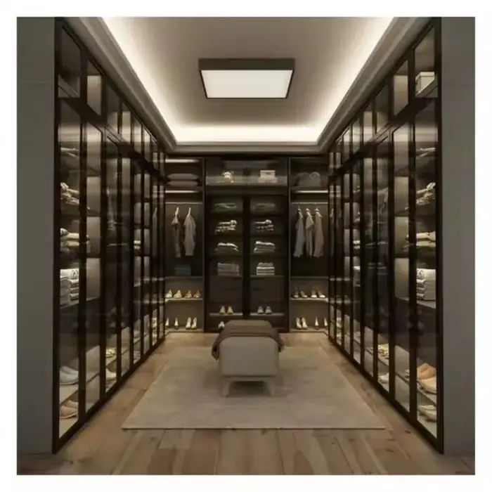 Système de dressing moderne sur mesure, design de garde-robe en bois pour mobilier de dressing