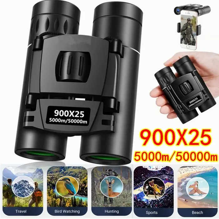Jumelles télescope 900X25 portable HD zoom vision longue distance 5000m chasse camping pliable professionnel