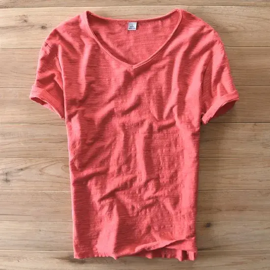 T-Shirt manches courtes col en v pour homme, vêtement de marque, décontracté, en coton, à la mode, S