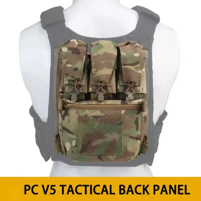Pochette dorsale V5 pour gilet tactique - Sac d'expansion zippé pour plate carrier airsoft