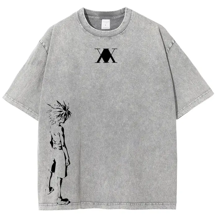 HUNTER × HUNTER Manga T-shirt graphique pour hommes femmes vêtements Killua Zoldyck imprimé lavé surdimensionné T-Shirt à manches courtes coton T-Shirt