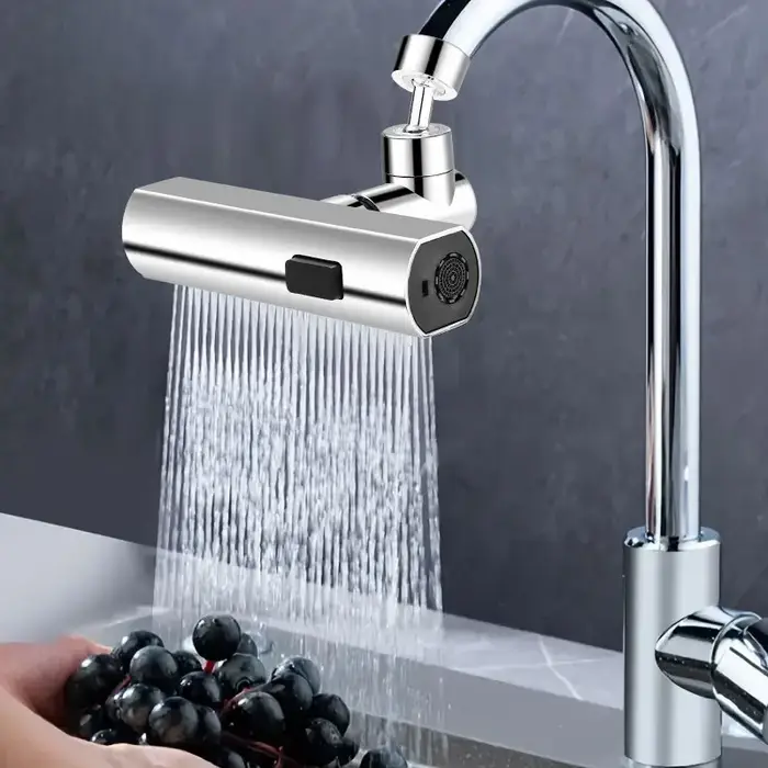 Robinet de cuisine anti-éclaboussures sortie cascade universelle avec brise-jet rotatif et joint universel
