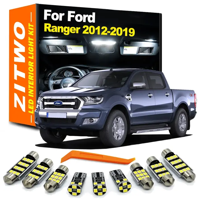 ZITWO 12 pièces Kit de lumière de carte de dôme intérieur LED pour Ford Ranger 2012 2013 2014 2015 2