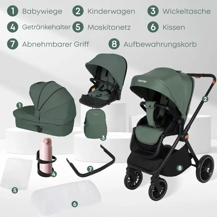 Poussette multifonctionnelle légère 2-en-1 de haute qualité, chariot bidirectionnel, cadre en alumin