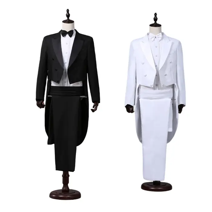 Manteau de queue pour hommes, classique, moderne, blanc et noir, Style basique, costume pour hommes 