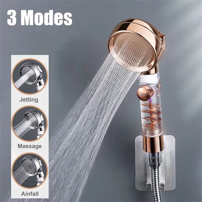 Pommeau de douche haute pression 3 modes turbo - Économie d'eau, massage et filtration pluie - Douchette réglable