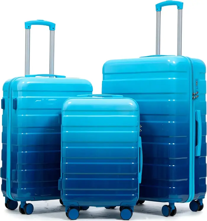 Ensemble de bagages rigides ABS avec roulettes pivotantes et serrure - Valise durable et imperméable