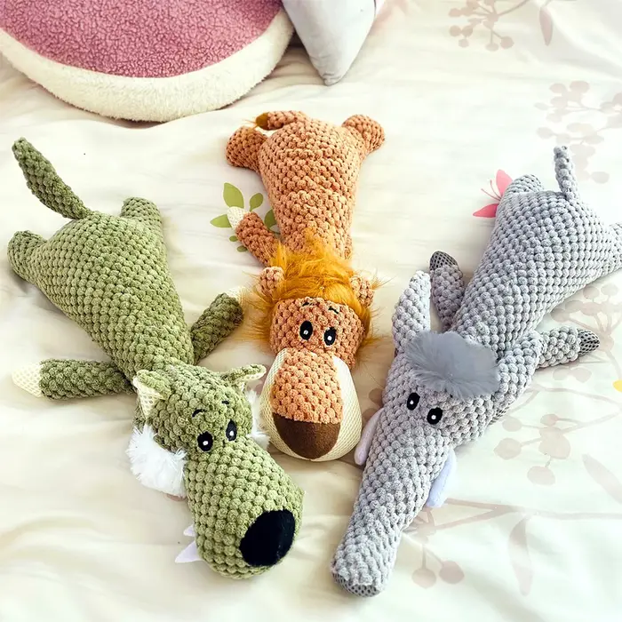 1/3 pièces grand chien jouet résistant aux morsures son en peluche Lion loup éléphant dessin animé
