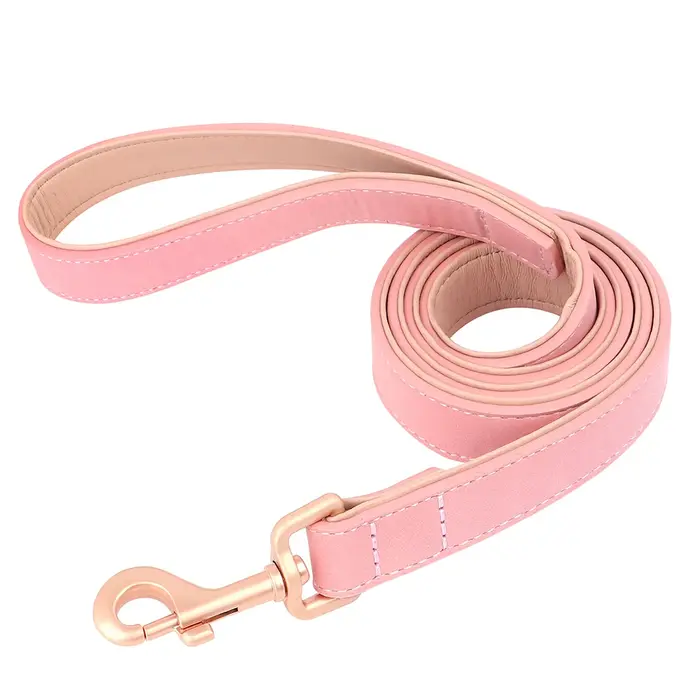 Laisse souple en cuir PU pour chien de compagnie, 120cm, poignée rembourrée, idéal pour la marche et