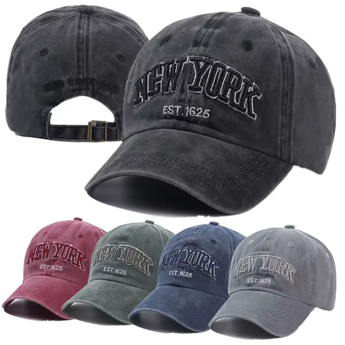 Casquette en coton délavé de New York pour hommes et femmes, Gorras à rabat, Casquette de Baseball, 