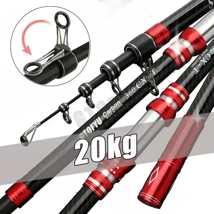 Canne à pêche télescopique à haute teneur en carbone de 2,7 m, 3 m, 3,6 m, 3,9 m, 4,2 m et 4,5 m, po