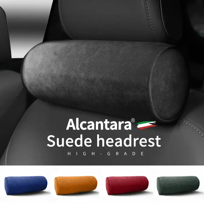 Appui-tête de voiture Alcantara, oreiller de cou rond, intérieur de voiture haut de gamme, accessoir