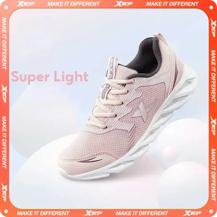 Xtep chaussures de course antidérapantes chaussures de sport pour femmes souples en cuir supérieur A