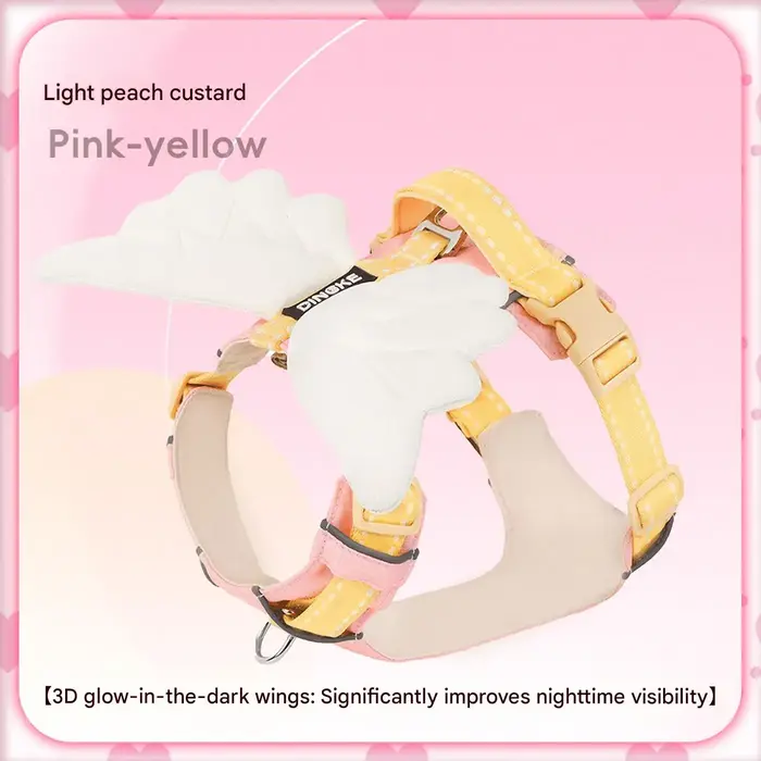 Harnais pour chien avec ailes d'ange lumineuses, gilet respirant, laisse pour animaux de compagnie, 