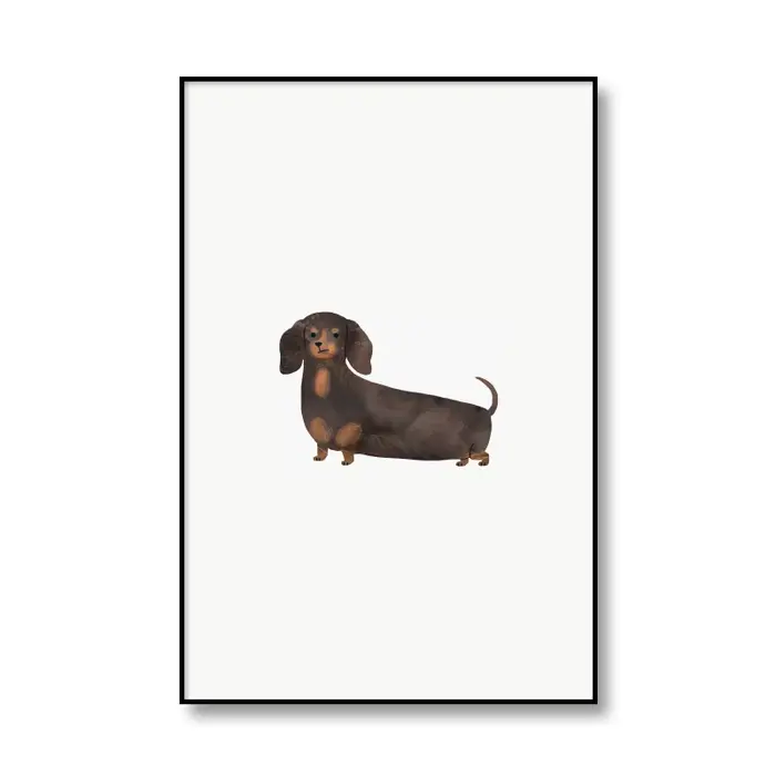 Affiche d'art animalier de style minimaliste, image murale de chien mignon, impression sur toile, pe