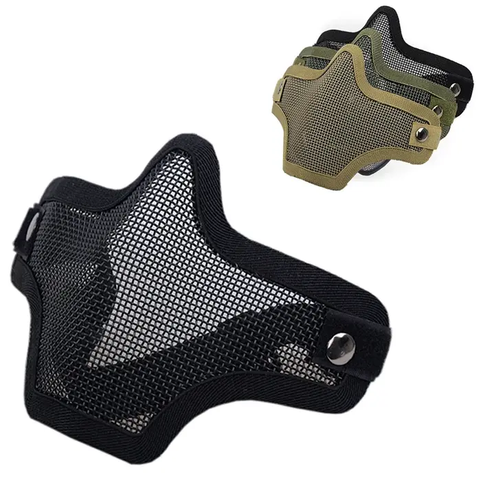 Demi-masque de protection en maille métallique pour airsoft, accessoires de chasse, paintball, armée