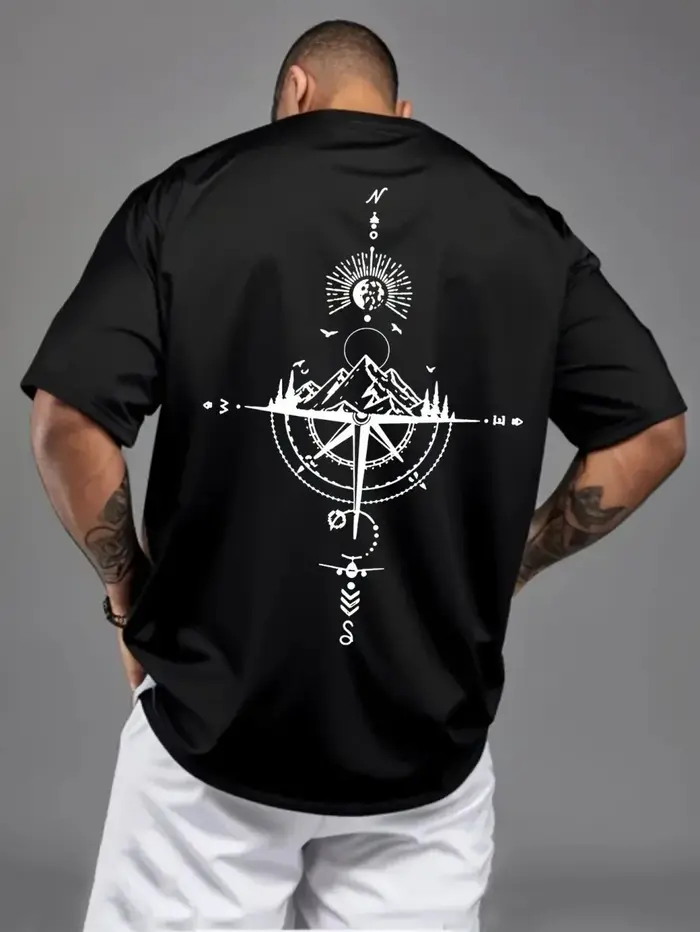 T-shirt à col rond pour hommes européens et américains, imprimé totem personnalisé, confortable et r