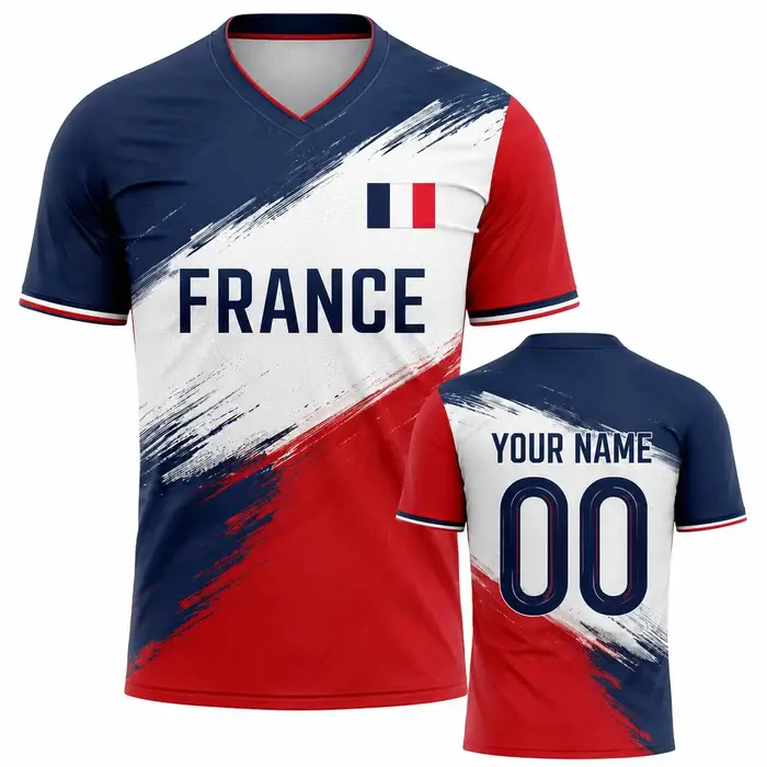 Maillot de football personnalisé France pour hommes et femmes avec nom et numéro, maillot France 202