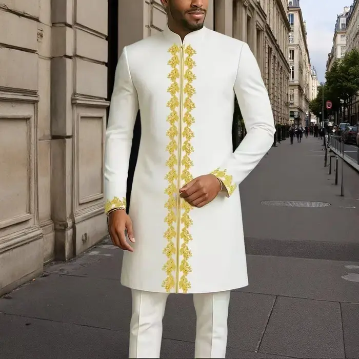 Tenue Deux Pièces pour Homme, Chemise à Manches sulf, Couleur Unie, Décoration lèvent, Vêtements de 